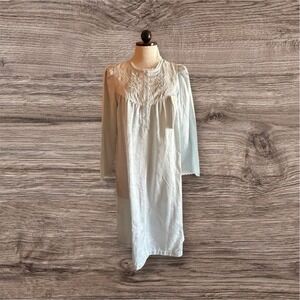 Miss Elaine Vintage Night Flannel lined Dress S NWT Babydoll Blue‎ Cottagecore